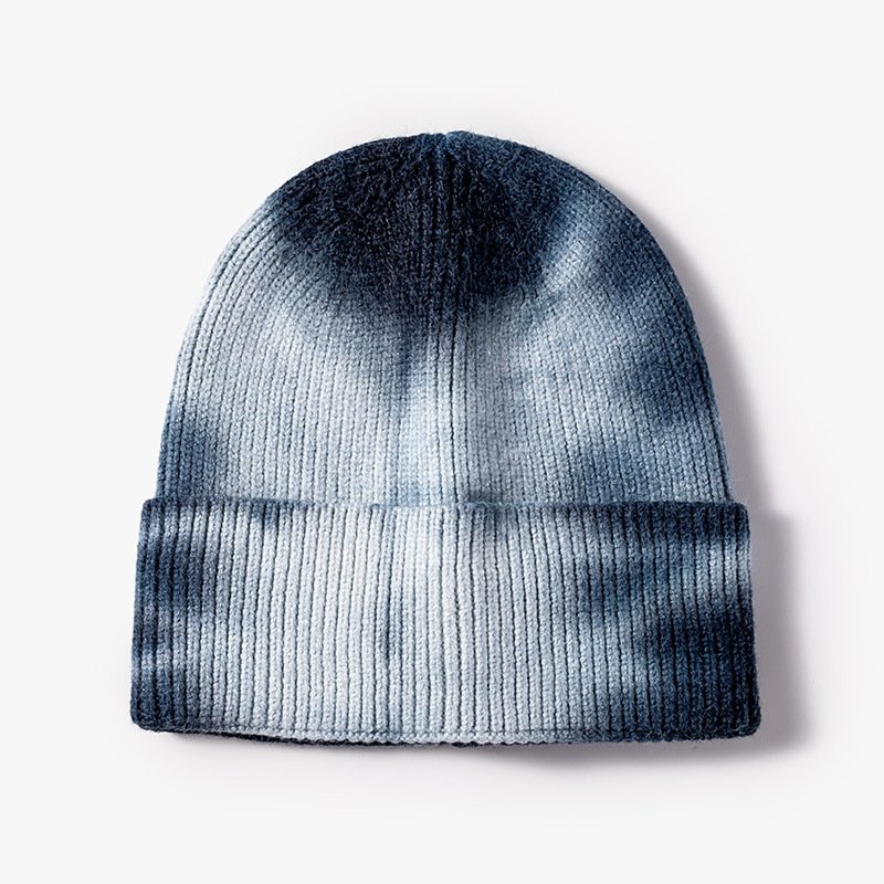 Custom Winter Tie-Dyed Beanie Hat Warm Wool Acrylic Knitted Short Beanie Men Women Cycling Daily Party Scenes Featuring Printing