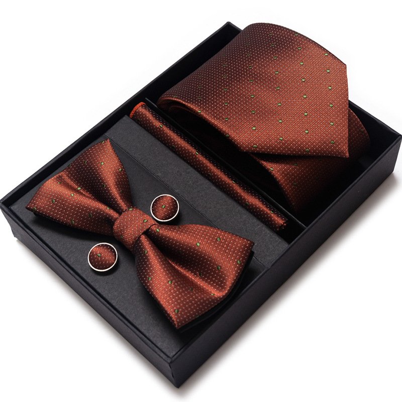Custom Men's tie spot gift box6-piece set polyester woven party jacquard slim necktie necktie business formal wear wedding