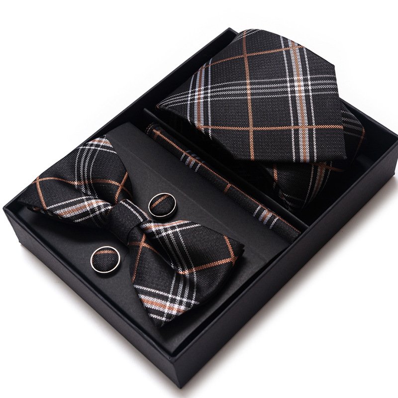 Custom Men's tie spot gift box6-piece set polyester woven party jacquard slim necktie necktie business formal wear wedding