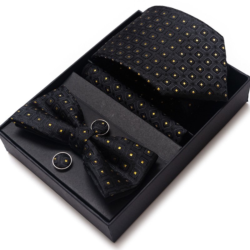 Custom Men's tie spot gift box6-piece set polyester woven party jacquard slim necktie necktie business formal wear wedding