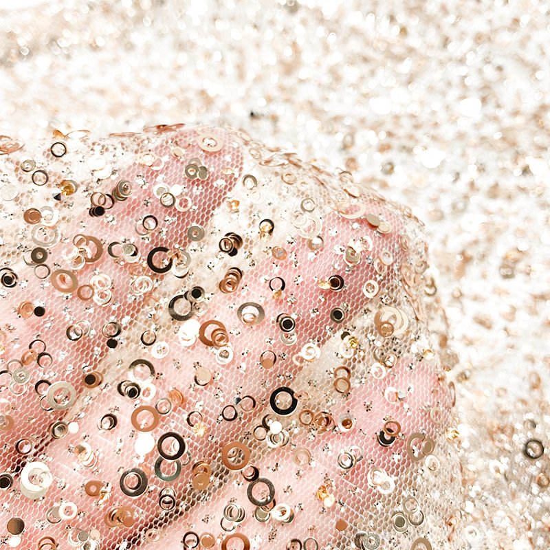 Gacent Fabric Factory Annual Best Selling Glitter Sequin Sparkle Pink Tulle Fabric with Small Diamond For Sequin Wedding Dress
