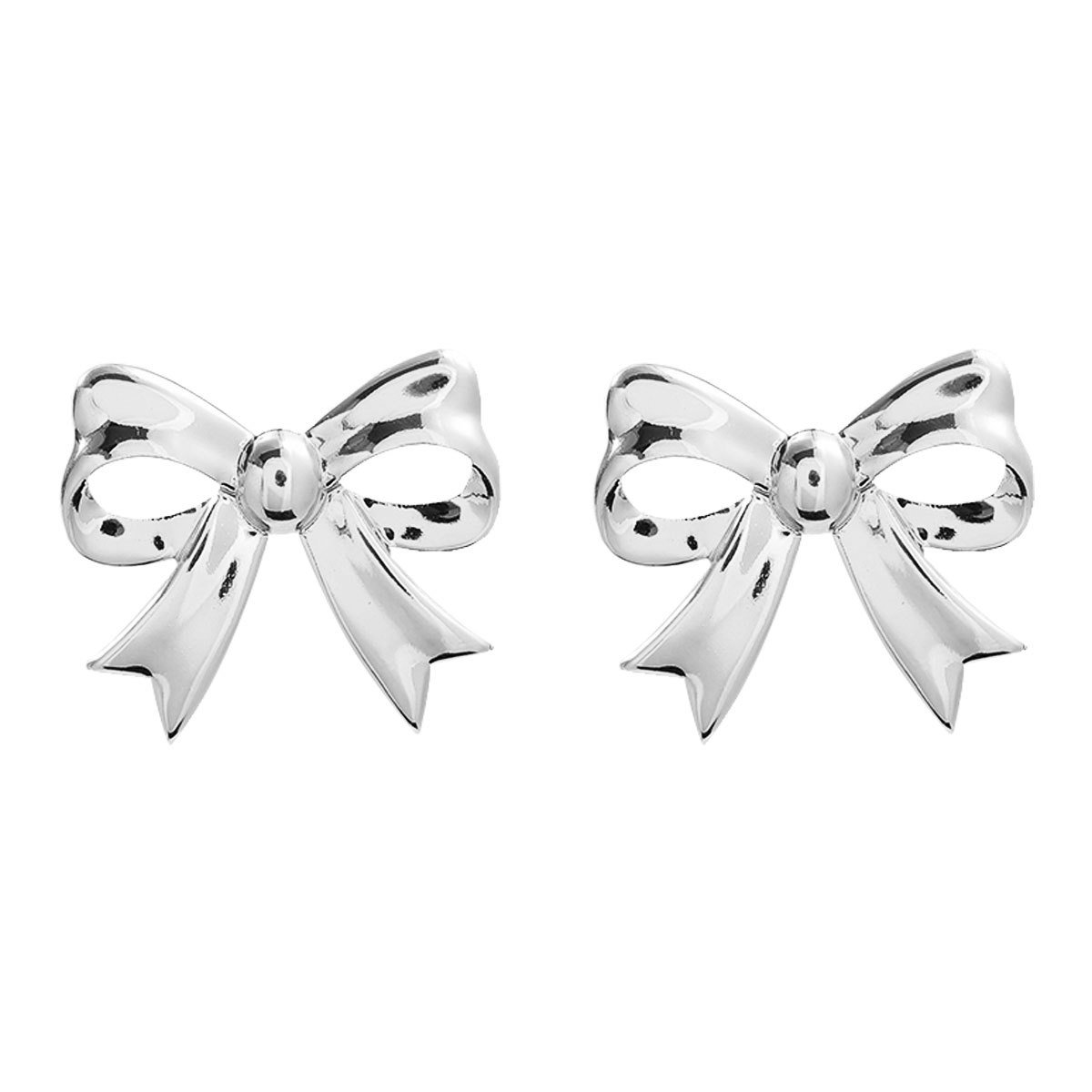 2024 Fashion Jewelry Summer New Alloy Bow Earrings Women's Fashion Elegant Bright Metal Bow Tie Stud Gold Earrings Wholesale