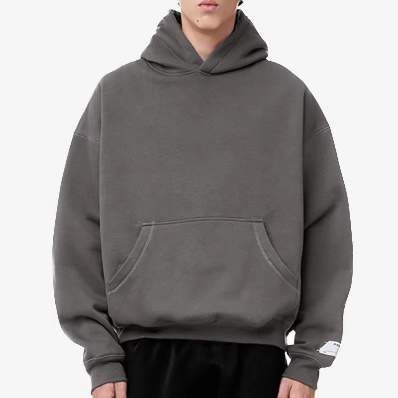 OEM Custom Oversized Cotton Heavyweight Luxury Hip Hop Hoodies Drop Shoulder Boxy Blank 100% Cotton Mens Cropped Hoodie