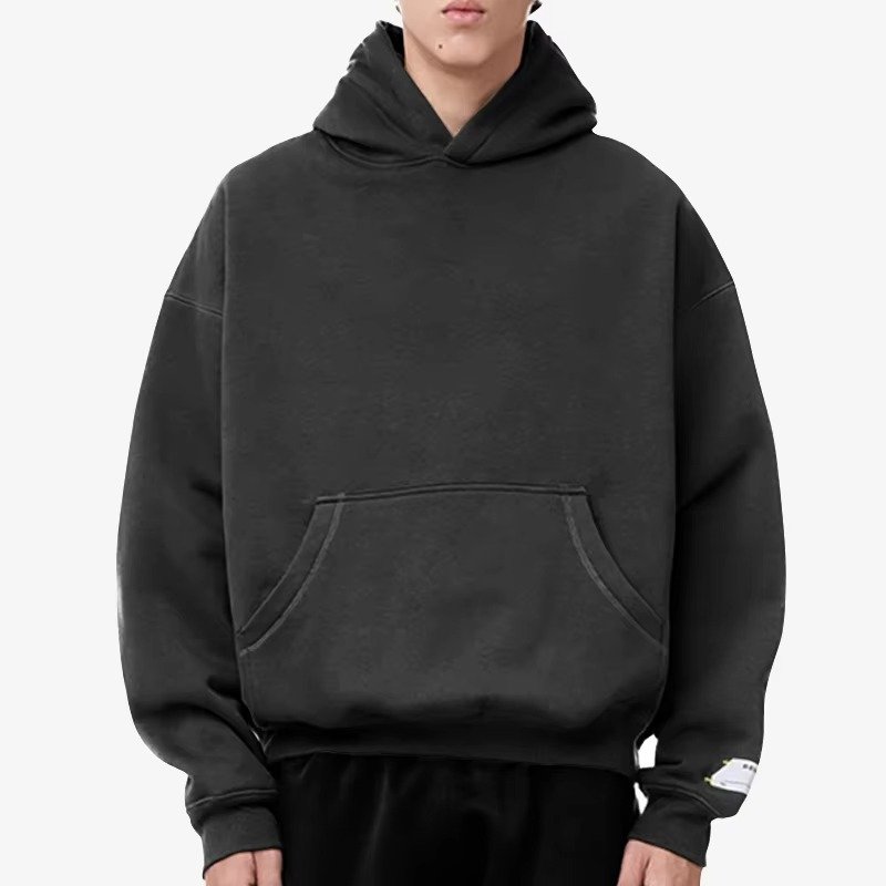 OEM Custom Oversized Cotton Heavyweight Luxury Hip Hop Hoodies Drop Shoulder Boxy Blank 100% Cotton Mens Cropped Hoodie