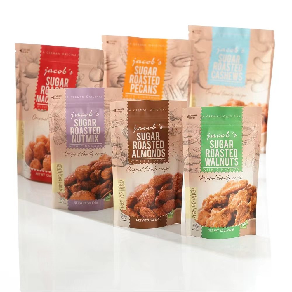 Custom aluminum foil plastic cookies chips jerky dried fruits ziplock logo food grade snack packaging mylar pouch bags potato