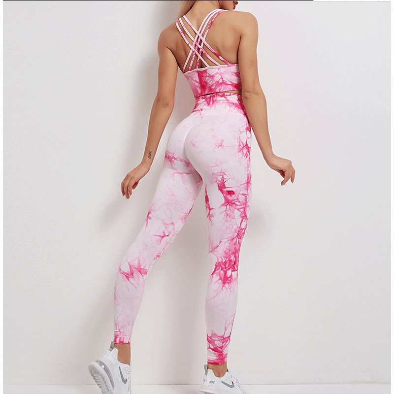 XINXU 2024 Seamless Yoga Sets Tie Dye Workout High Waist Leggings For Women Gym Bra Dye Sports Sets
