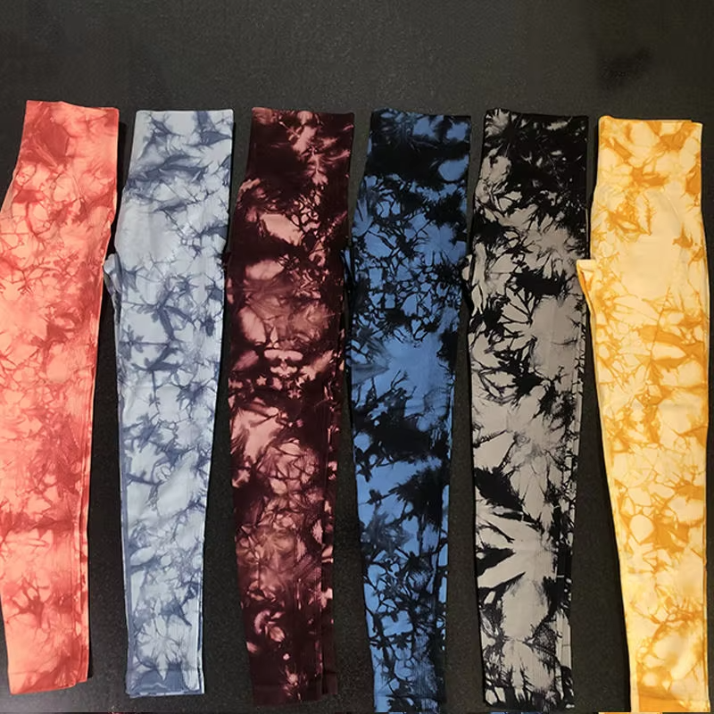 Hot Girl High Waist Seamless Scrunch Butt Tie Dye Gym Leggings Booty Butt Lift Yoga Wear Fitness Workout Pants