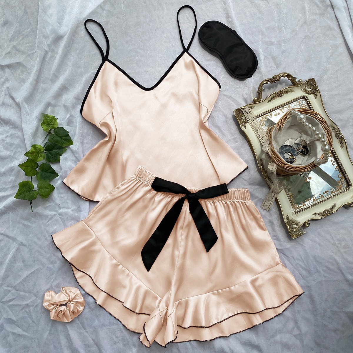 P092 New Sleeveless Pajamas Pants Set Backless Strap Ice Thin Loose Two Piece Pajamas Designer Pajamas