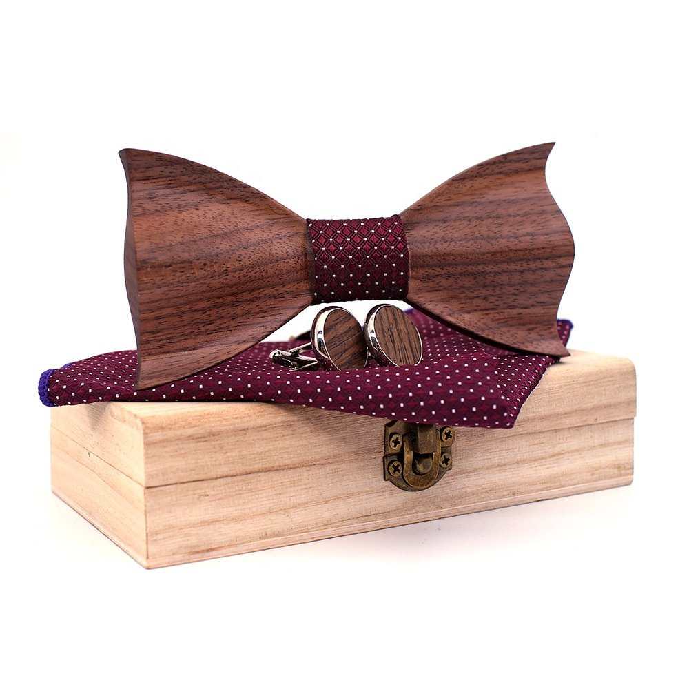 3D Wooden Bow Tie Gentleman Style Men Decorate Wedding Party Bow Tie