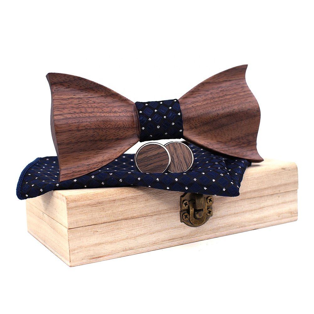 3D Wooden Bow Tie Gentleman Style Men Decorate Wedding Party Bow Tie