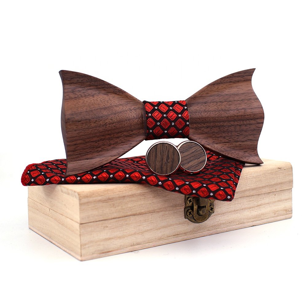 3D Wooden Bow Tie Gentleman Style Men Decorate Wedding Party Bow Tie