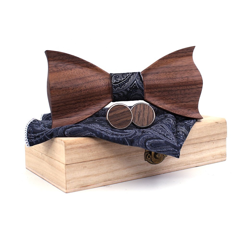 3D Wooden Bow Tie Gentleman Style Men Decorate Wedding Party Bow Tie