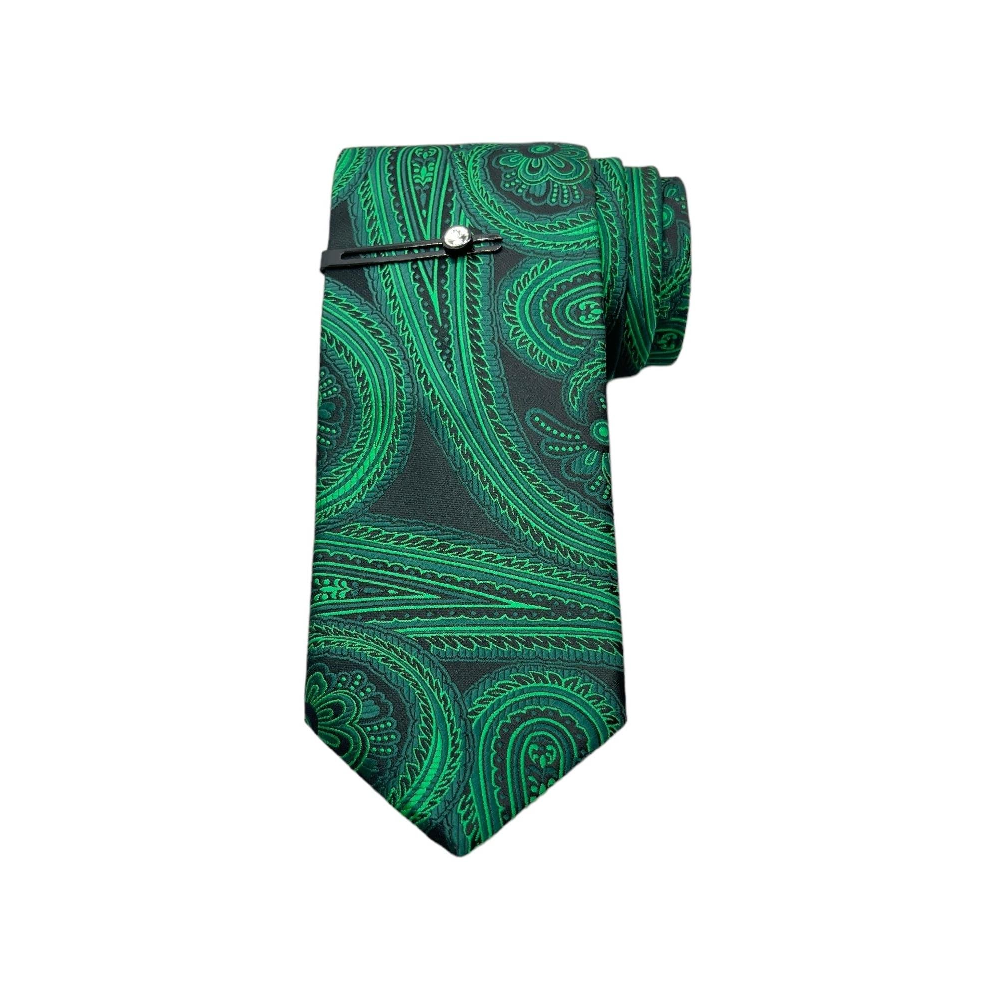 Green Big Paisley Microsilk Tie Set