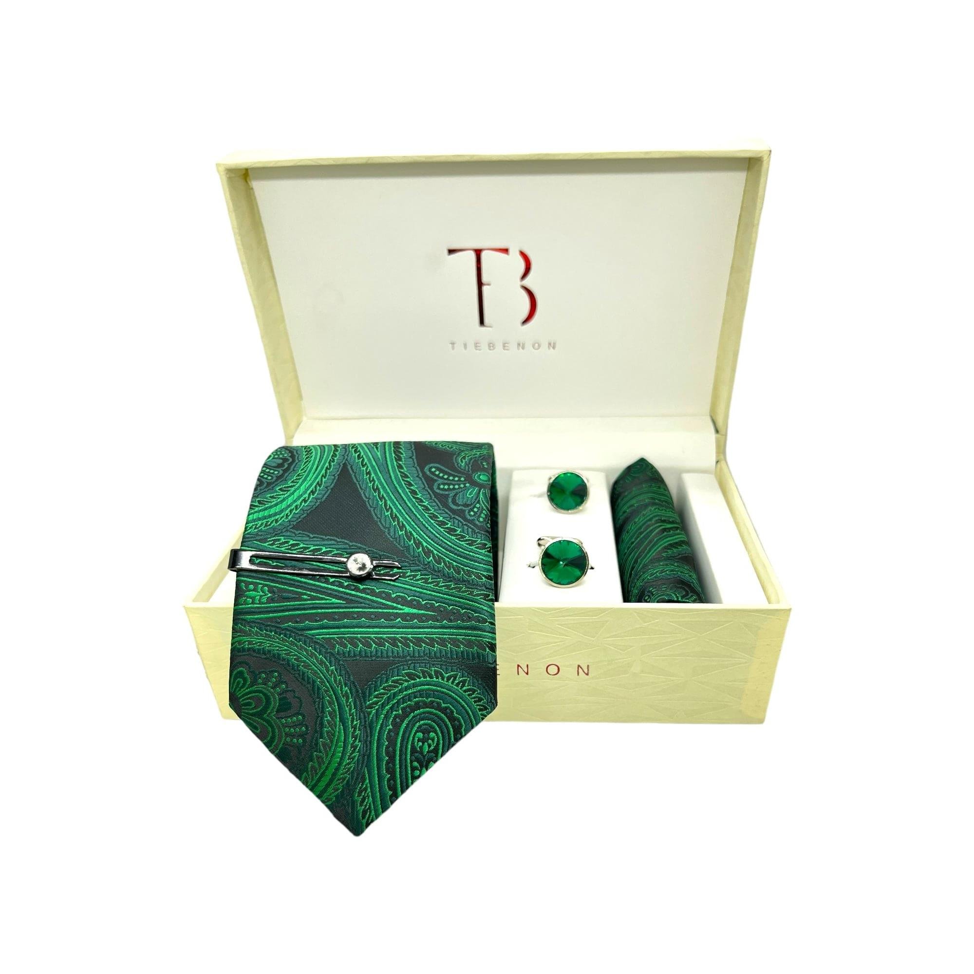 Green Big Paisley Microsilk Tie Set
