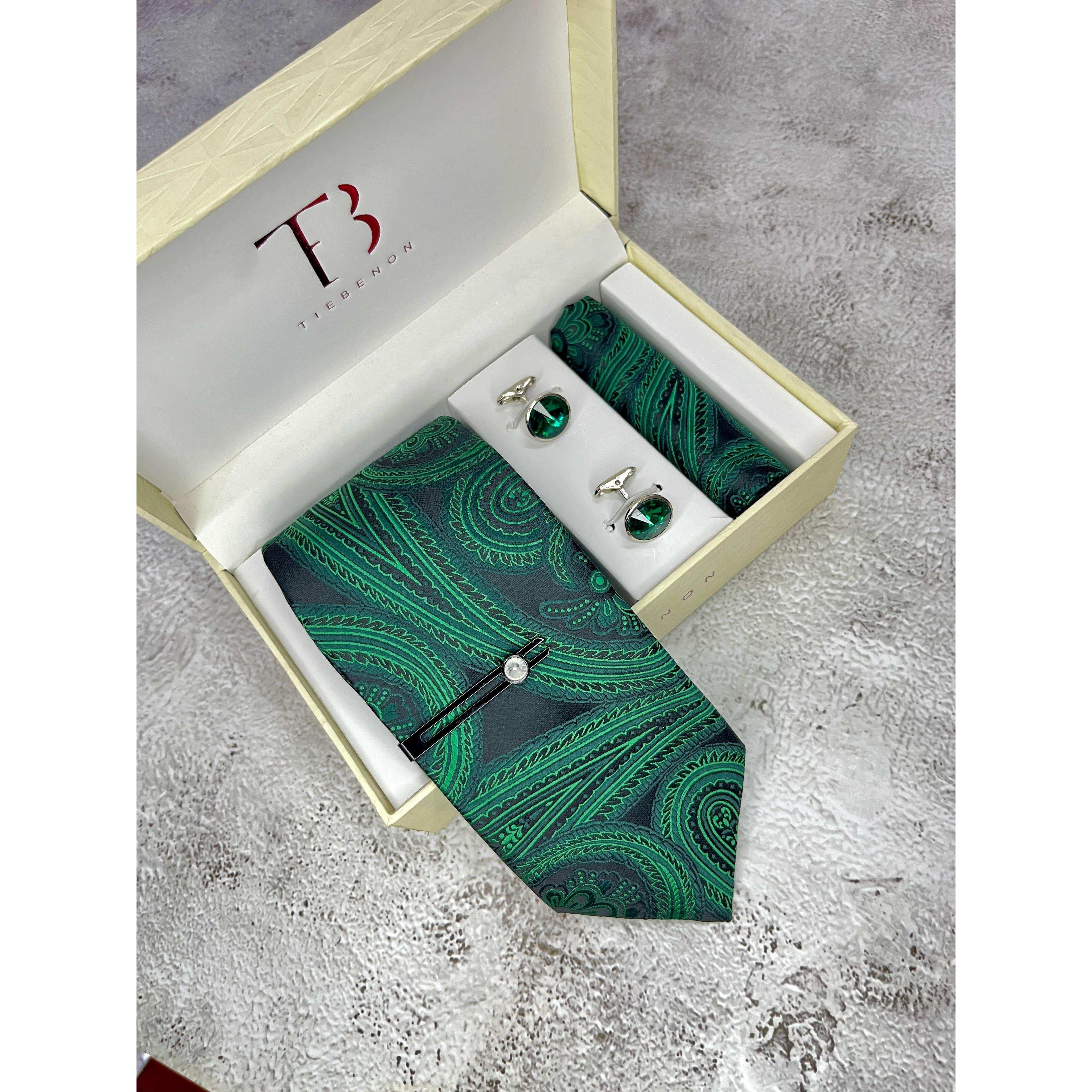 Green Big Paisley Microsilk Tie Set
