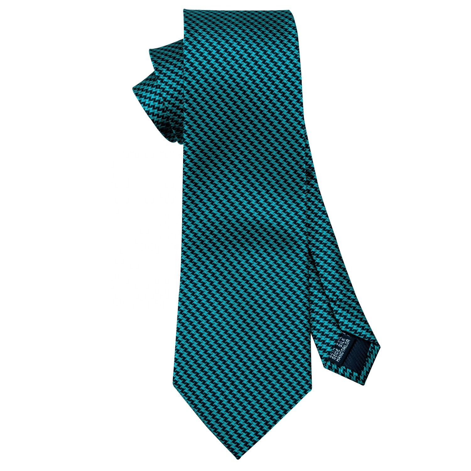 Mens Ties 100% Silk Jacquard Blue Solid Silk Ties Handkerchief Cufflinks Neck Tie Set