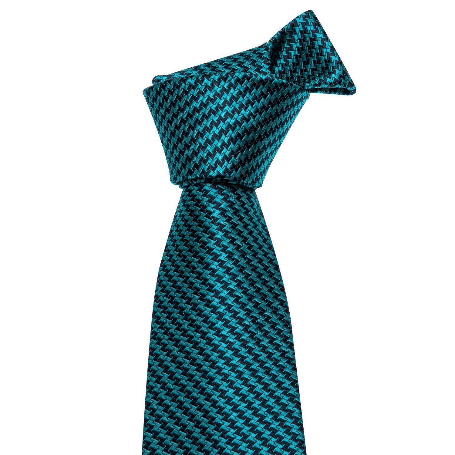 Mens Ties 100% Silk Jacquard Blue Solid Silk Ties Handkerchief Cufflinks Neck Tie Set