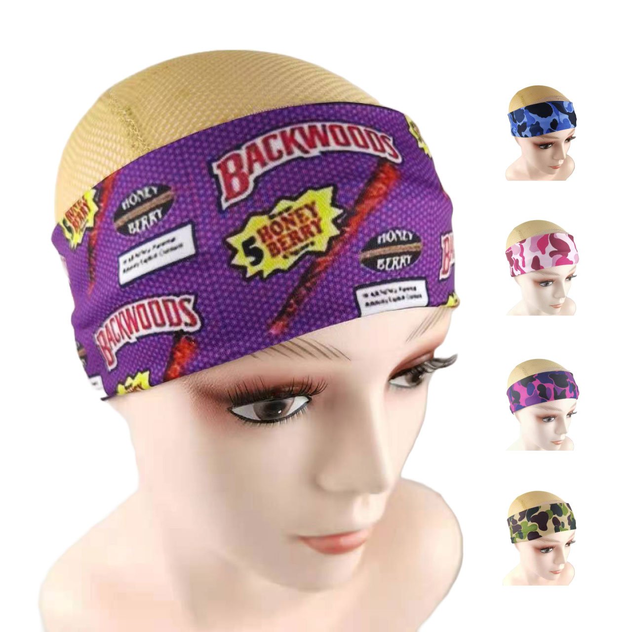 Wholesale Luxury satin head scarf designer headband silky head wrap and bonnet durag head tie for women