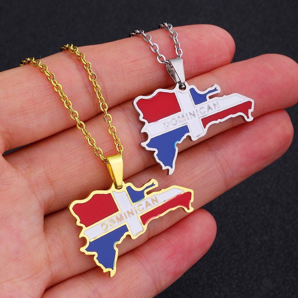80 Models Caribbean Dominican Flag Map Tie Clip Lapel Pin Ring Brooch Cuff Link Necklace Bracelet Earrings Key Chain Jewelry Set