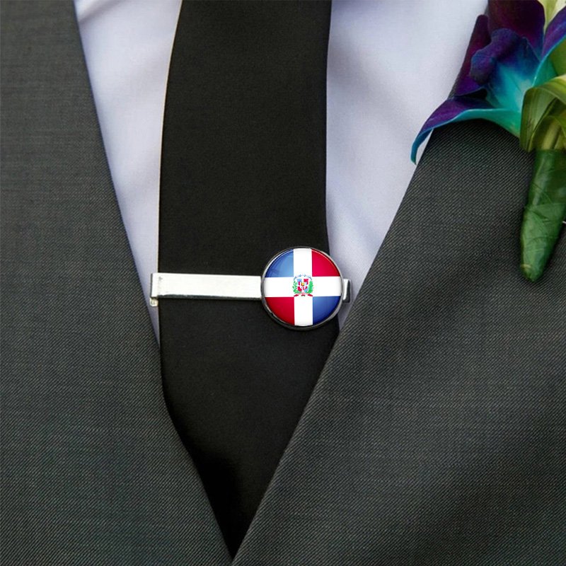80 Models Caribbean Dominican Flag Map Tie Clip Lapel Pin Ring Brooch Cuff Link Necklace Bracelet Earrings Key Chain Jewelry Set