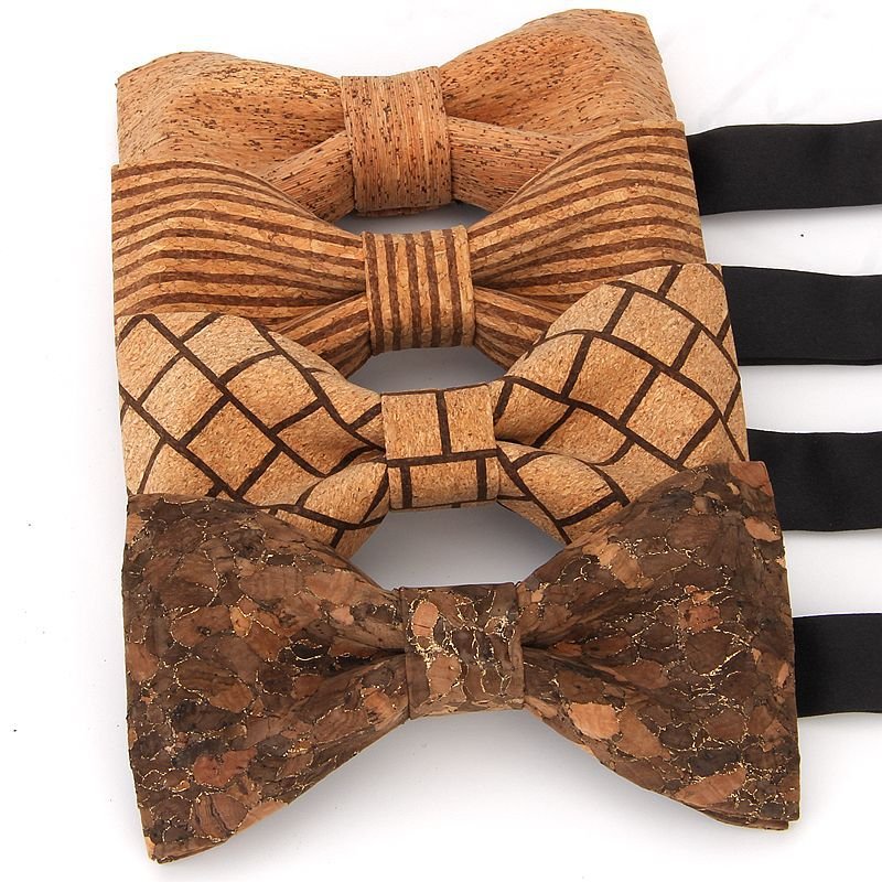 Adjustable Straps Handmade Neckwear Different Retro Design Men's Cork Wooden Pre Bow Tie