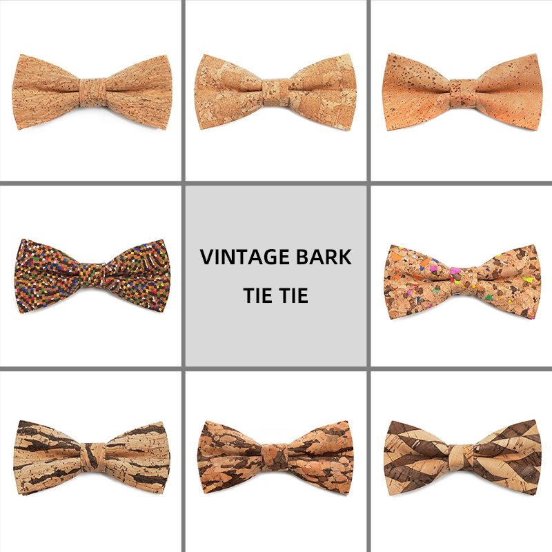Adjustable Straps Handmade Neckwear Different Retro Design Men's Cork Wooden Pre Bow Tie
