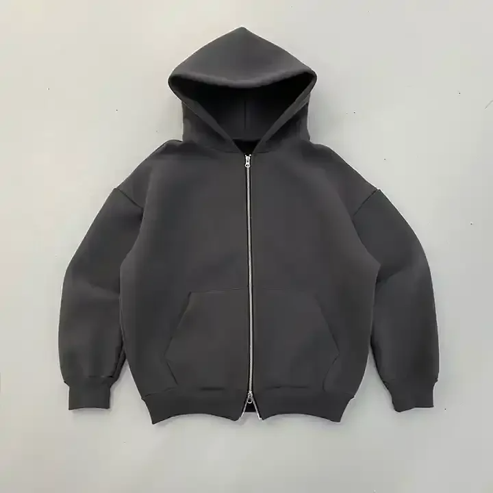 Factory Custom Street Cotton Heavyweight Puff Print Logo Bling Rhinestone Hoodie Full Zip Men's Oversized Hoodie