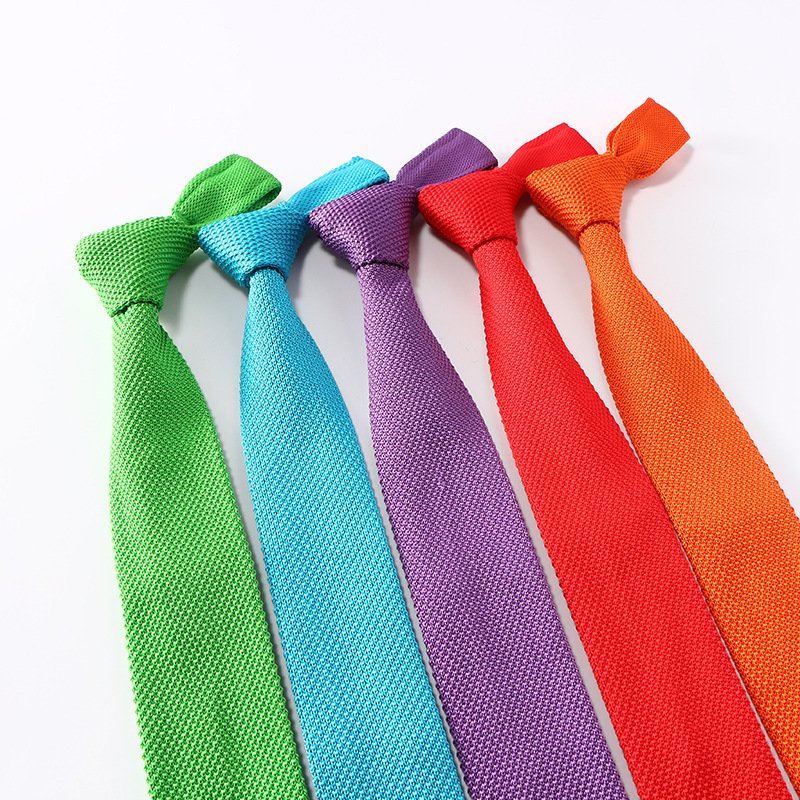 Popular Design Mixed Wholesale Stock Polyester Solid Knitted Tie For Men