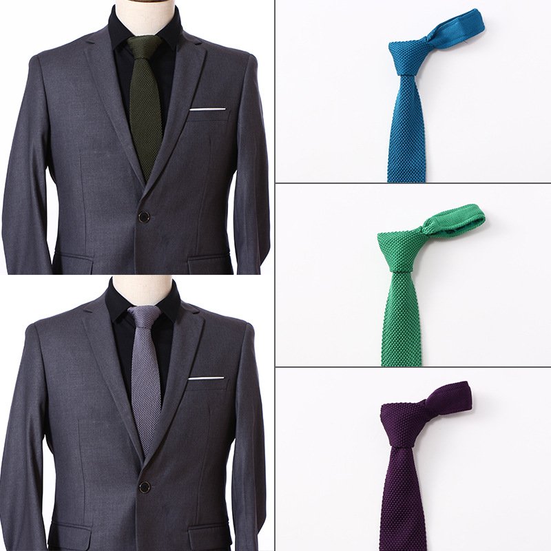 Popular Design Mixed Wholesale Stock Polyester Solid Knitted Tie For Men