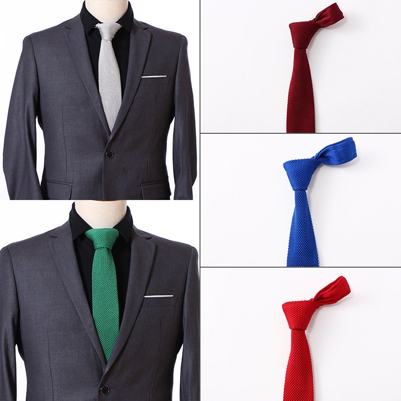 Popular Design Mixed Wholesale Stock Polyester Solid Knitted Tie For Men