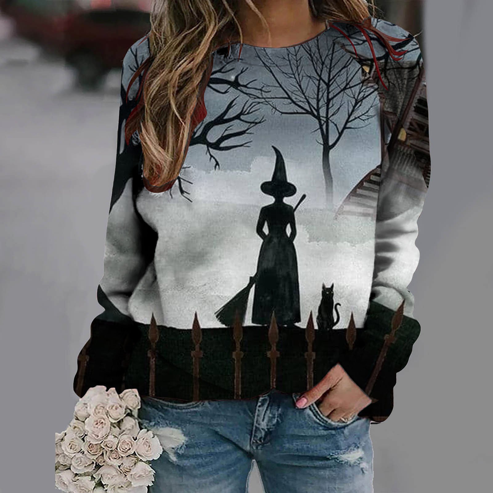 2024 Halloween clothes Custom Polyester Sweatshirts Hoodies Custom Logo Pullover Tie Dyed Bleached Sweatshirts For Men and Women