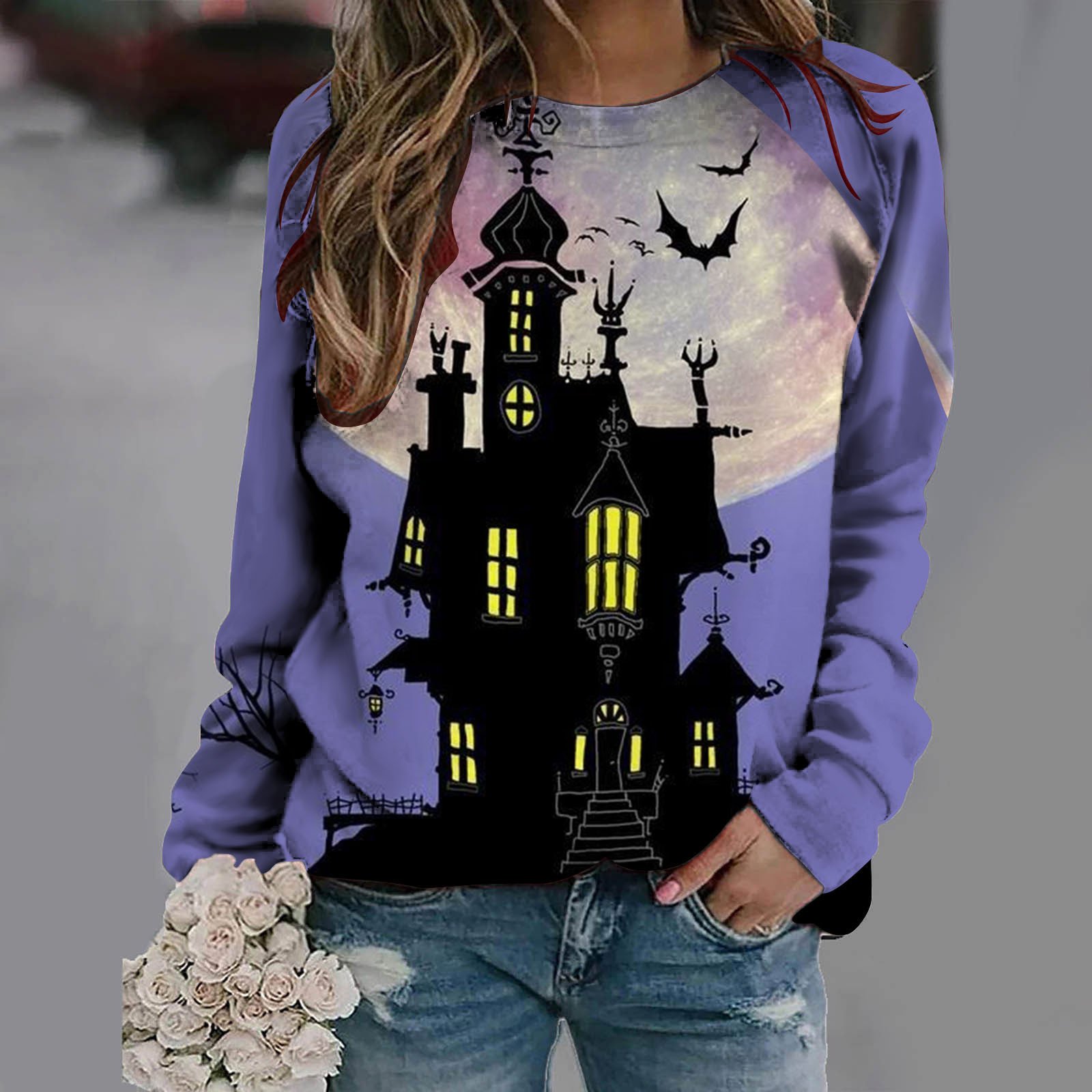 2024 Halloween clothes Custom Polyester Sweatshirts Hoodies Custom Logo Pullover Tie Dyed Bleached Sweatshirts For Men and Women