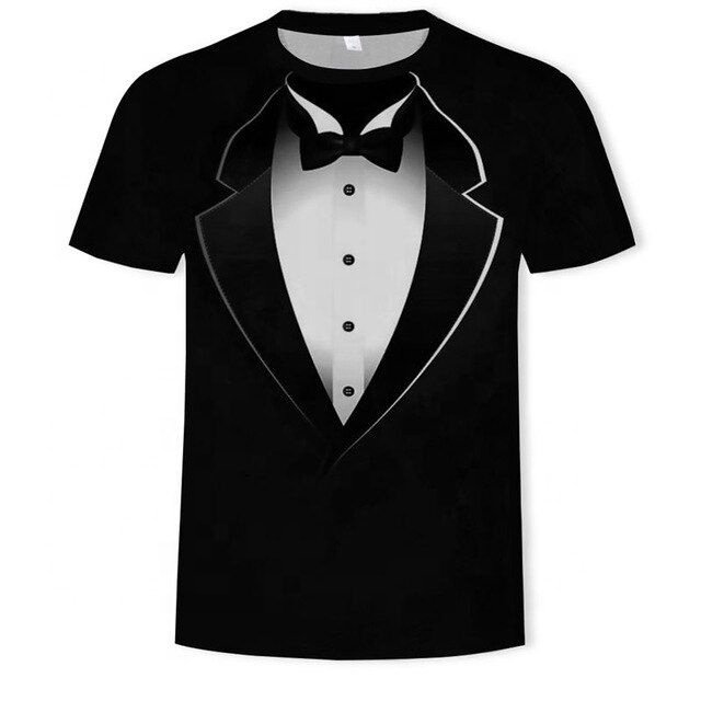 High Quality Men's Tie Print Short Sleeve round Neck T-Shirt 100% Cotton Breathable Knitted Fabric Oversized Fit