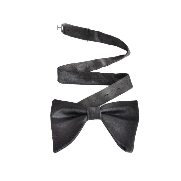 wholesale oversized 100% silk solid black big bow tie for men
