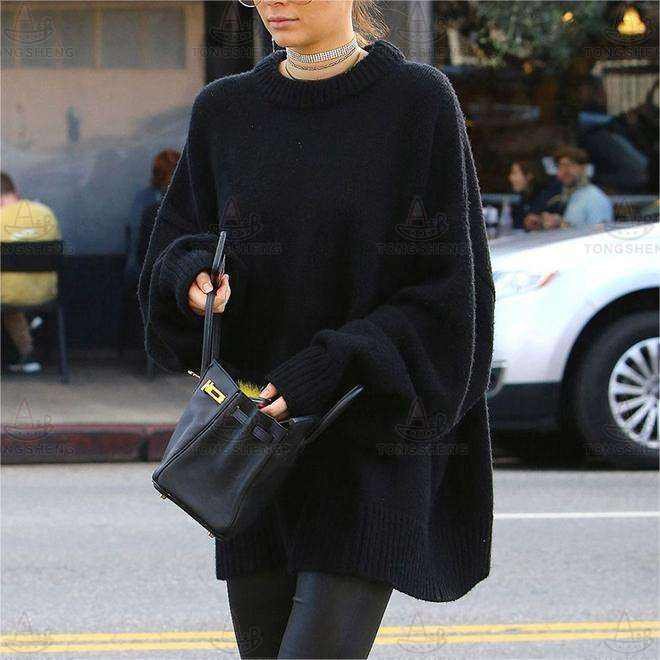 Knitwear Manufacturer Winter Ladies Wool Cashmere Jumper Casual Grey Custom Knitted Crewneck Sweater for Women