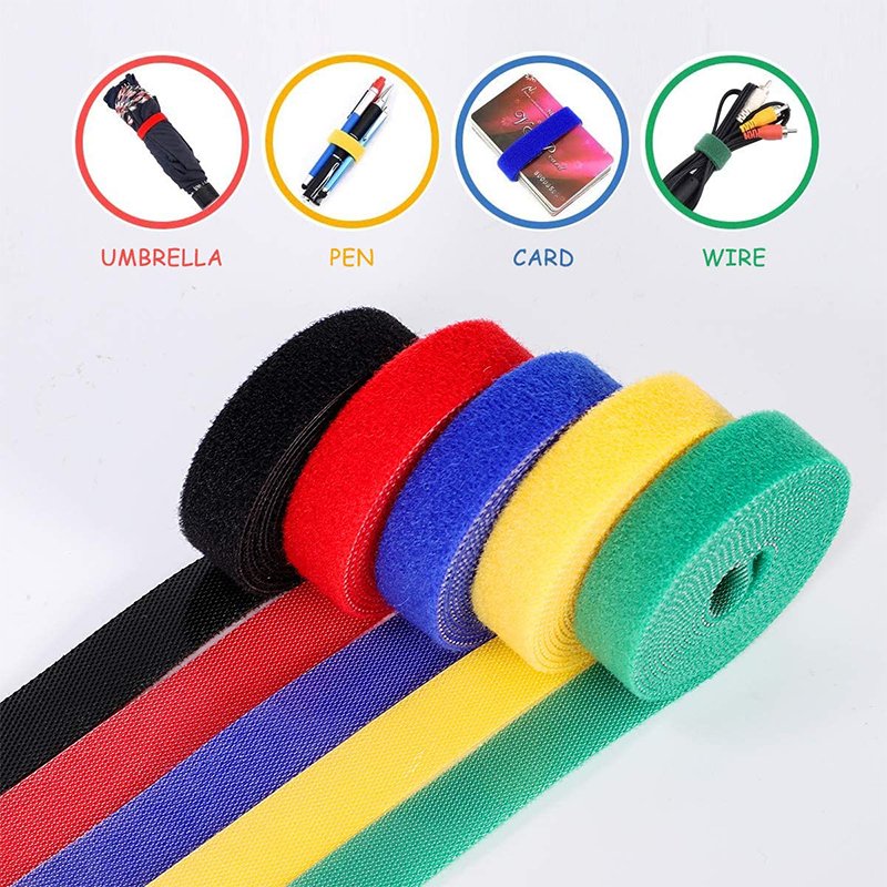 Nylon Back to Back Hook and Loop Cable Tie Adjustable Reusable Cable Ties Management Customized Double Side Hook and Loop