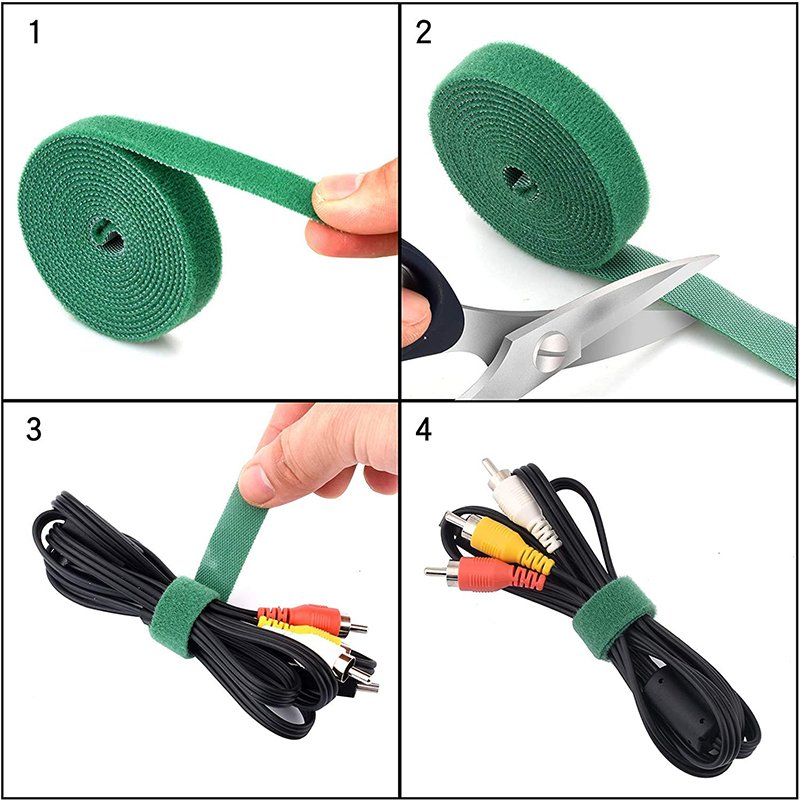 Nylon Back to Back Hook and Loop Cable Tie Adjustable Reusable Cable Ties Management Customized Double Side Hook and Loop