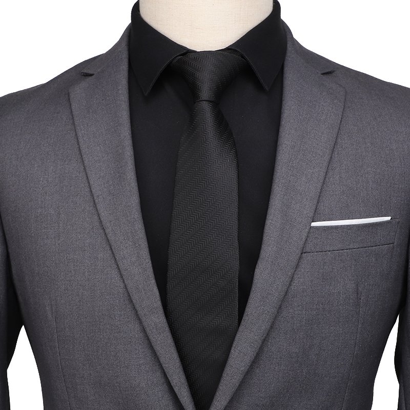 New Creative Screw Thread Jacquard Formal Business Ties Solid Color Men Polyester Neckties