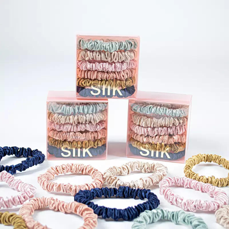 skinny Silk Scrunchies for Hair Elastic Hair Bands Premium Scrunchy Hair ties