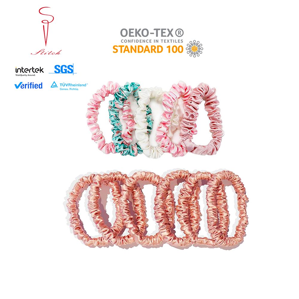 skinny Silk Scrunchies for Hair Elastic Hair Bands Premium Scrunchy Hair ties
