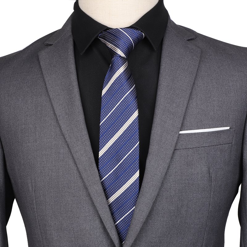 Simple Dots Stripe Jacquard Woven Business Mens Polyester Neckties