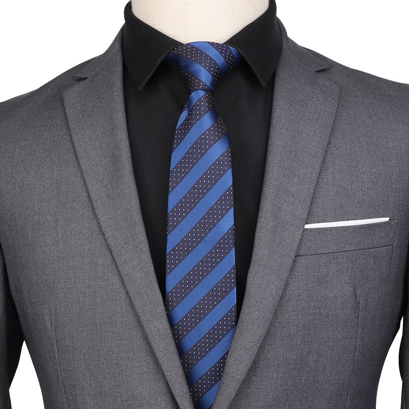 Simple Dots Stripe Jacquard Woven Business Mens Polyester Neckties