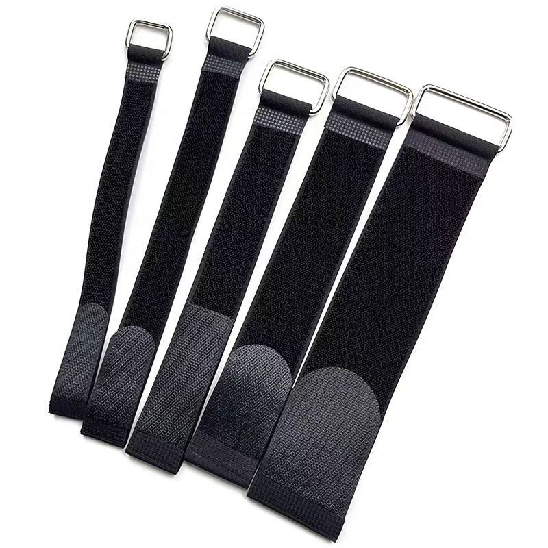 High strength double sided polyester velcroes straps with custom size color bike belt logo carabiners hook loop