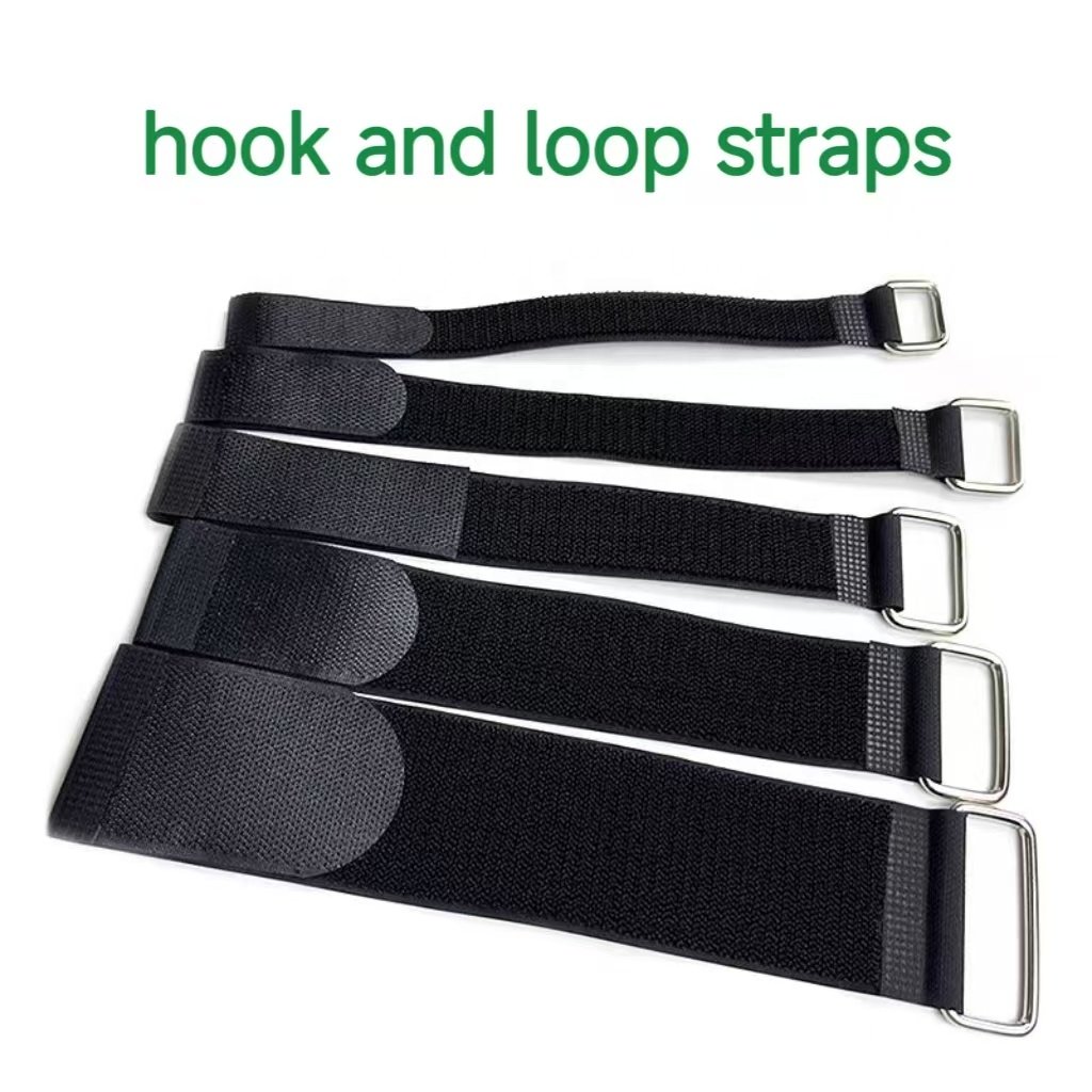 High strength double sided polyester velcroes straps with custom size color bike belt logo carabiners hook loop