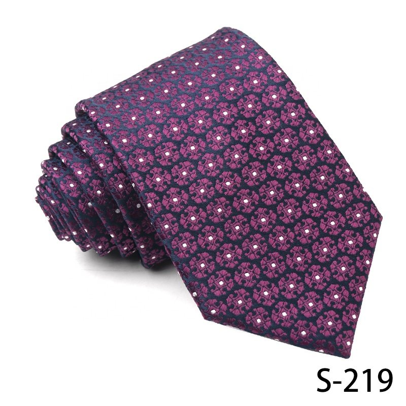 2024 latest floral necktie design for mens tie from china hot sale cheap 100% polyester necktie purple necktie