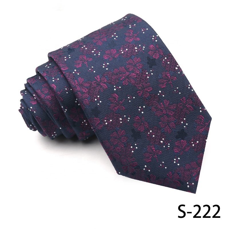 2024 latest floral necktie design for mens tie from china hot sale cheap 100% polyester necktie purple necktie