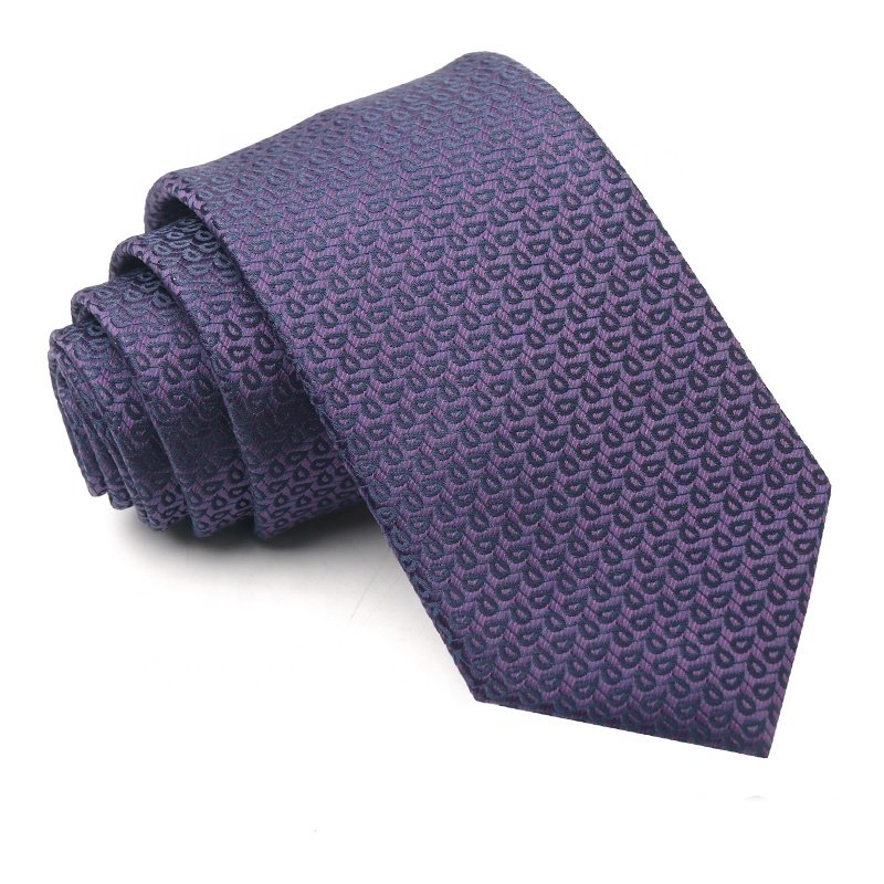 2024 latest floral necktie design for mens tie from china hot sale cheap 100% polyester necktie purple necktie