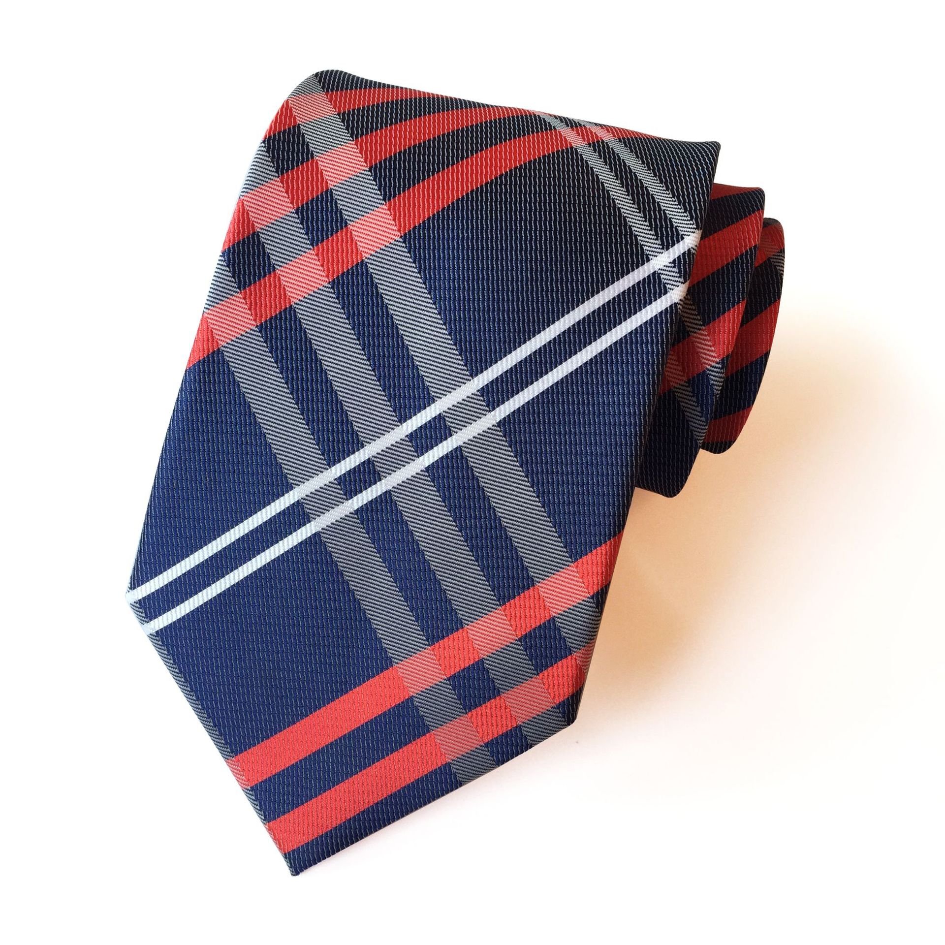 Custom Striped Plaid Spring Mens Neckties Wedding Business Mens Ties High Technology Jacquard Silk Neck Ties With Logo For Men