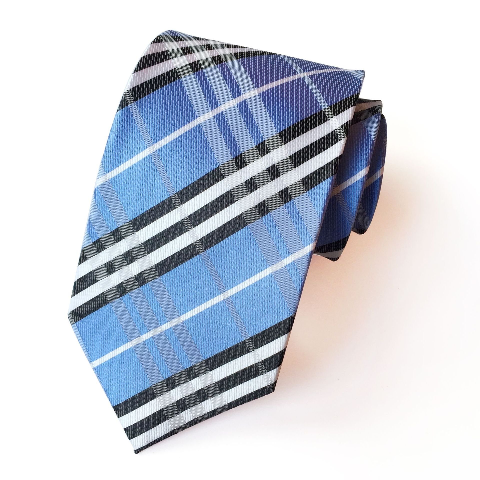 Custom Striped Plaid Spring Mens Neckties Wedding Business Mens Ties High Technology Jacquard Silk Neck Ties With Logo For Men