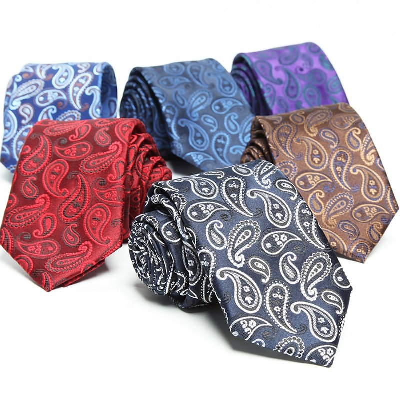 luxury polyester men's paisley purple man neck tie colorful floral necktie navy blue red brown ties 100% silk men